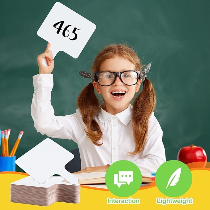 30 Pcs Dry Erase Answer Paddle 7 x 9 Inch Handheld Wooden White Board Double Sided Dry Erase Small Whiteboards for Students Classroom Games Party Auction Paddles for Bidding Meeting Voting(30)