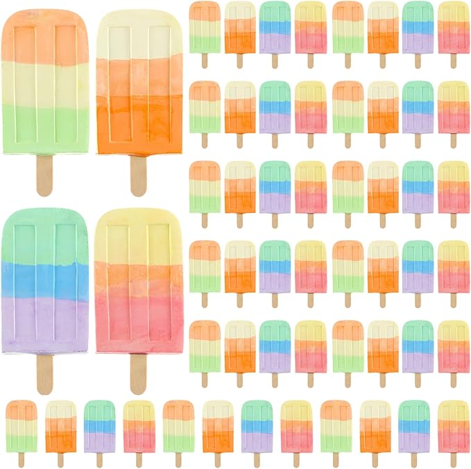 60 Pcs Ice Cream Sidewalk Chalk Set Multicolor Chalk Party Favors Bulk Washable Safe Outdoor Chalks for Kids Adults Fun Summer Playground Outdoor Activities Painting on Chalkboard Blackboard