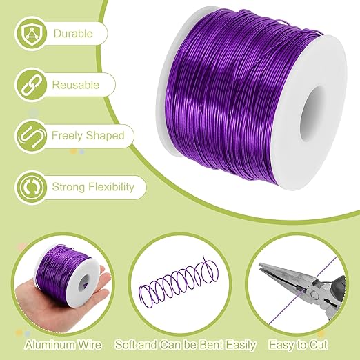 MECCANIXITY 18 Gauge Anodized Aluminum Craft Wire Bendable Bonsai Training Wire 492 Feet 1mm for Sculpting Crafts Wreath Floral Beading Jewelry Making, Purple