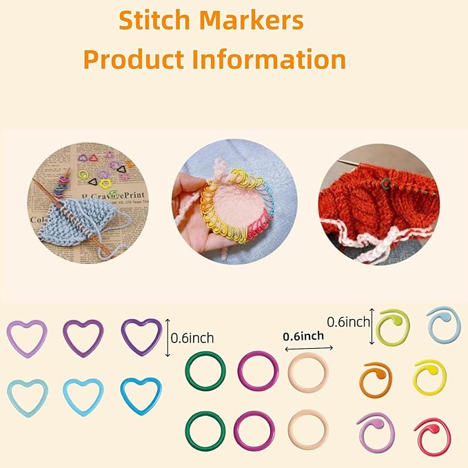 50Pcs Split Ring Stitch Markers with Box,Spiral Metal Stitch Markers for Crocheting Knitting Sewing DIY Handmade Crafts