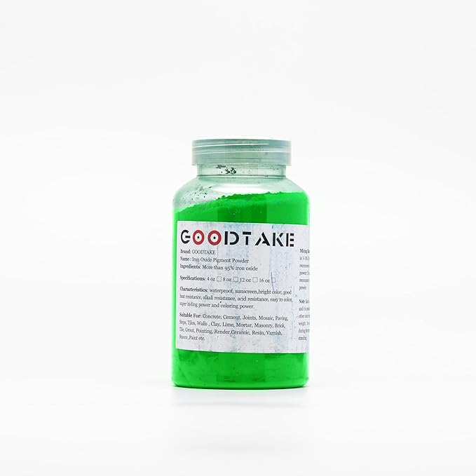 GOODTAKE Concrete Pigment, Grass Green Iron Oxide Pigment Powder, Concrete Cement Dye Color Pigment for Pastel Tile Paint Concrete Cement Mortar Grout (Grass Green, 2 Pounds)