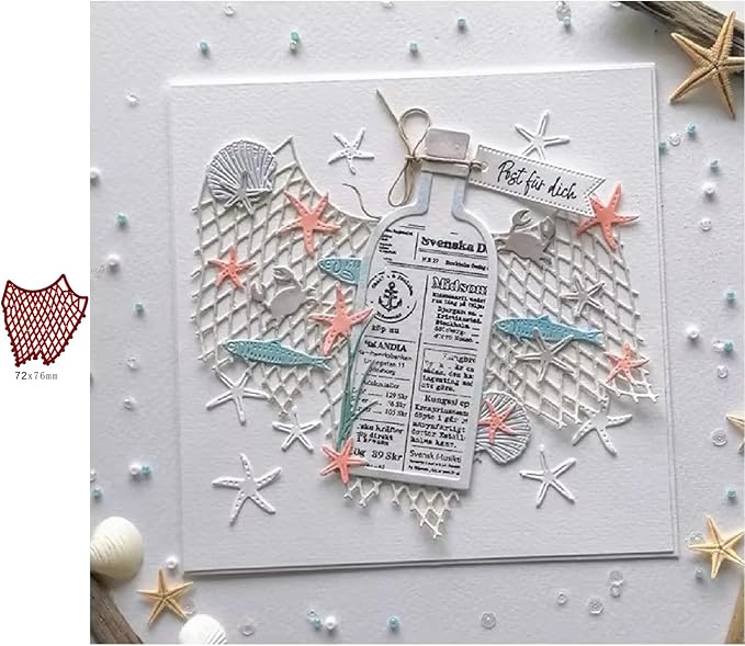 Lapoo Flowers Metal Cutting Die for Scrapbooking - Durable, Cut Stencils for DIY Scrapbook Photo Album Decorative Paper Card, Card Making Supplies, Embossing (Fishing Net 3 x 2.7 in)