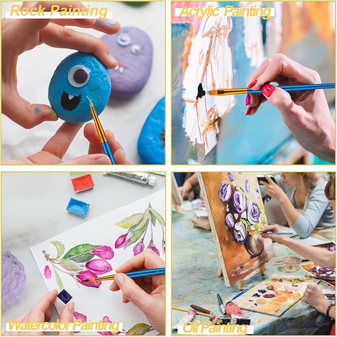 Mini Easels 12 Pack, Small Easels for Painting 24cm/9 Inch, Folding Design, Small Easel with 12 Palettes and 60 Brushes, Suitable for Outdoor Painting Party