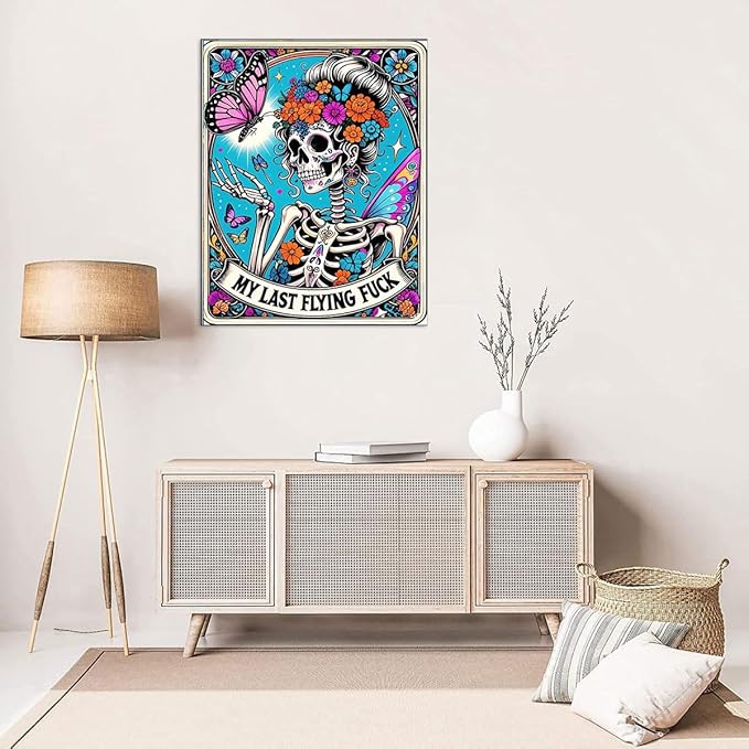 Skullhead Stamped Cross Stitch Kits - Flower Counted Cross Stitch Kits for Beginners Adults Needlepoint Cross-Stitch Patterns Butterfly Dimensions Needlecrafts Embroidery Kits Arts and Crafts
