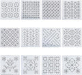 FREEBLOSS Sashiko PET Stencils - Geometric Hand Embroidery Patterns for Drawing and Quilting - 14x14cm Template