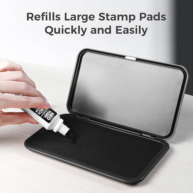 Premium Stamp Ink, Quick-Drying and AP-Certified Non-Toxic Refill Ink for Self-Inking Stamps, Date Stamps and Stamp Pads(Black, 1oz)