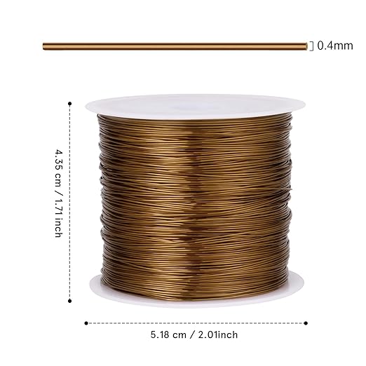 328FT Jewelry Wire 26 Gauge Tarnish-Resistant Copper Beading Wires Roll Bulk for DIY Crafts Jewelry Making, Antique Bronze