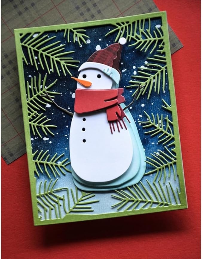 Mvchifay Cutting Dies Happy Birthday Metal Stencils Scrapbooking Tool DIY Emboss Paper Card Making (Coniferous Frame-11x14cm)