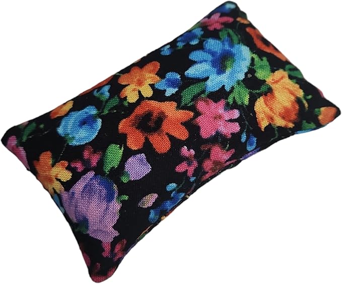 Emery Pincushion for Sewing - Filled with Abrasive Emery Sand - Handmade in USA (2"x3", Flowers on Black)