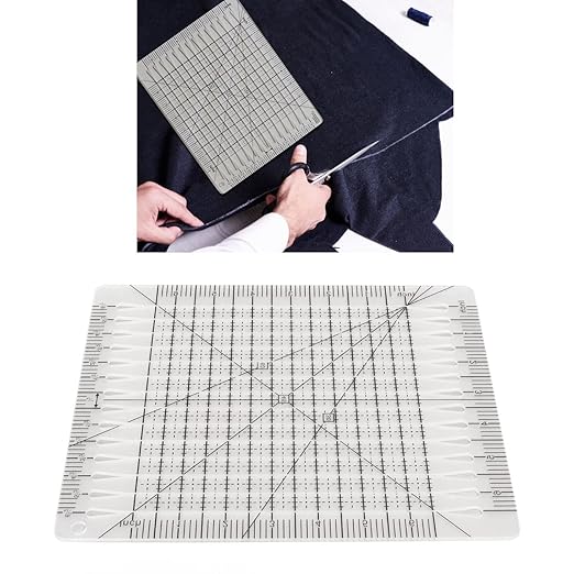 Pssopp Charming Shape Cut Ruler, Transparent Acrylic, Accurate Scale, Black Grid Line, Multifunction, Quilters Ruler, 25.5cm x 8.1in