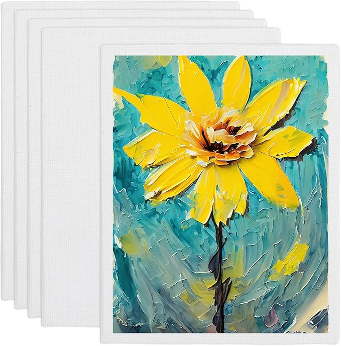 MECCANIXITY Canvas Boards for Painting, 9x12 Cotton Blank Primed Art Canvas Panels Acid-Free for Painting Supplies Oil Acrylic Tempera Watercolor Pouring Paint Artists(White, Pack of 5)