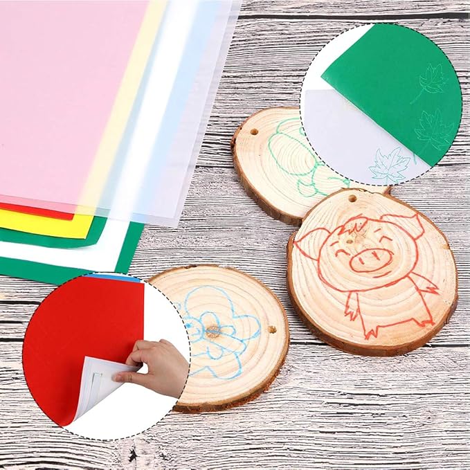 60 Sheets Carbon Transfer Paper,Tracing Paper Carbon Graphite Copy Paper with 5 Pieces Embossing Styluses Stylus Dotting Tools for Wood,Paper,Canvas and Other Art Surfaces 8.3 x 11.7 inches(6 Colors)