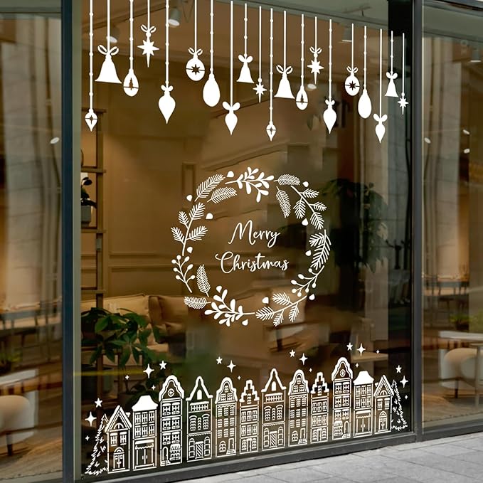 Christmas Stencils for Crafts Reusable Christmas Window Stencil Xmas Village House Holiday Stencils for Painting on Wood Door Mats Fabrics Decor