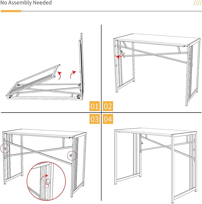 Folding Computer Desk 32 inch Writing Gaming Computer Camping Table, No Assembly Required Home Office Desk, Espresso