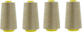 Mandala Crafts 4 Pack of Serger Threads Cones Spools - 20S/2 24000 Yards Polyester Beige Threads for Sergers Machine and Overlock Quilting Sewing Machine