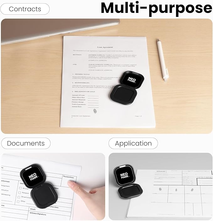 Premium Fingerprint Ink Pad, Thumbprint Ink Pad, Quick-Drying and AP-Certified, for Office Notary Supplies Identification Security ID Fingerprint Cards Law Enforcement (Black, 1 Pc)