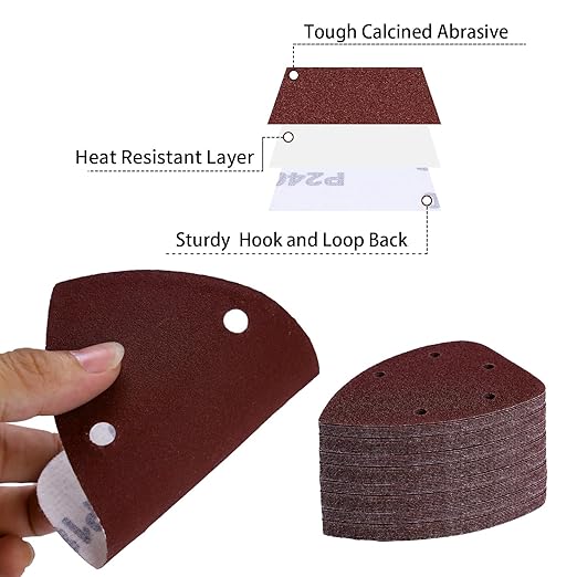 100-Pack Mouse Sandpaper (5-Hole) 60 Grit for Mouse Detail Sanders, Premium Aluminum Oxide, Easy to Replace, Ideal for Woodworking, Furniture Refinishing, and Crafting