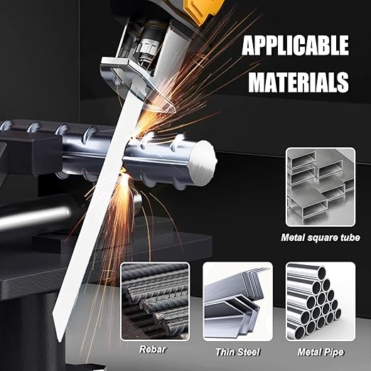 10 Pack 6 inch Reciprocating Saw Blades Set,14 TPI High Carbon Saw Blades,Metal Saw Blades with Organizer Case (10, 14TPI/150mm)