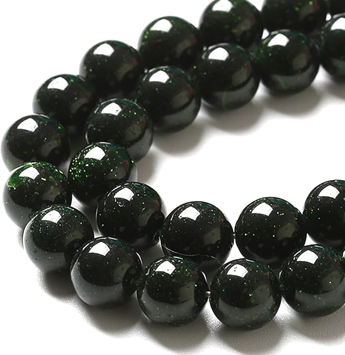 6MM 120pcs Natural Green Sandstone Energy Healing Beads Round Loose Beads for Jewelry Making Bracelet 2 Strands 32"