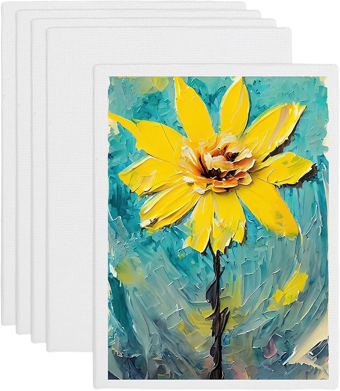 MECCANIXITY Canvas Boards for Painting, 12x16 Cotton Blank Primed Art Canvas Panels Acid-Free for Painting Supplies Oil Acrylic Tempera Watercolor Pouring Paint Artists(White, Pack of 5)