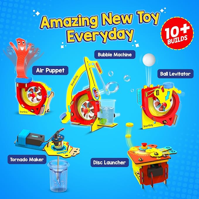 Smartivity 10-in-1 Motor-Powered Gadgets Kit for Kids Ages 6, 7, 8, 9, 10, 11, 12 Years Old Boys & Girls | Build 10+ Cool Electronics Projects | Christmas, Birthday Gift for Smart Kids | DIY STEM Toys