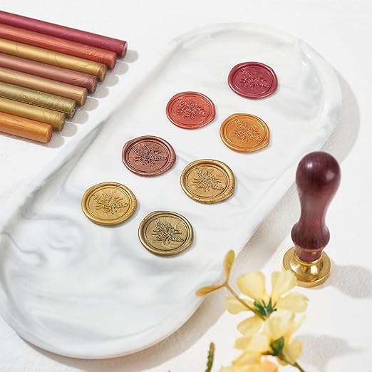 Wax Seal Sticks Red Copper, ONWINPOR 20pcs Glue Gun Wax Sealing Sticks for Wax Seal Stamp, Mini Wax Gun Sticks Suit to 0.28'' Glue Gun, Wedding Invitations (Red Copper)