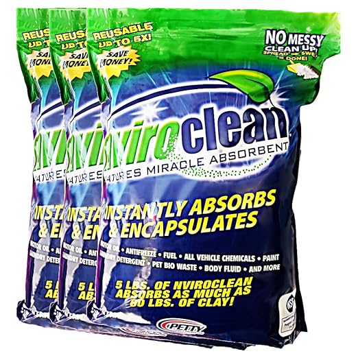 5 LB (Pack of 3) - Absorbs up to 180 LBS! Spill Absorbent & Encapsulant for Oil, Paint, Pet Waste, Chemicals and More.