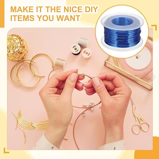 uxcell 18 Gauge / 1mm Anodized Aluminum Wire for Jewelry Craft Making, 102 Feet Bendable Flexible Wire for DIY Home Decor Gardening Sculpture, Dark Blue