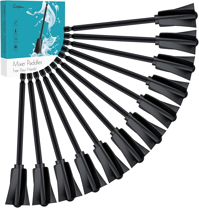 Suzzam Resin Mixer Paddles, 12 pcs Plastic Epoxy Mixer for Drill Paint Stirrer for Drill, Reusable Multipurpose for Resin Mixing, Paint Mixing