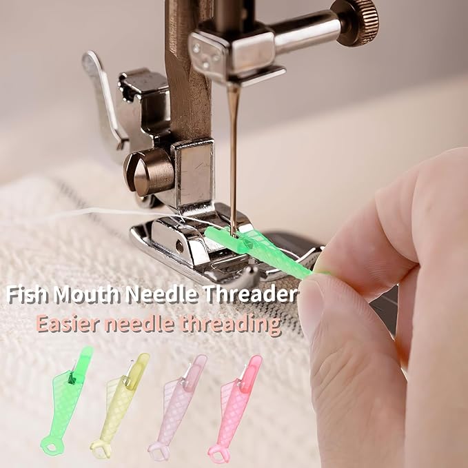 Fish Mouth Needle Threader for Sewing Machine, Quick Sewing Needle Threader Tool, Fish Type Sewing Machine Needle Threader, Sewing Threaders for DIY and Sewing Machine (Mixed Color)