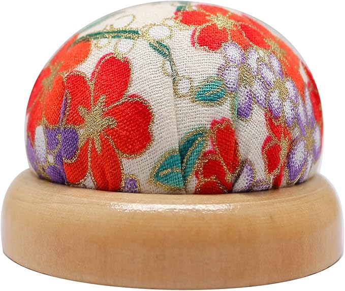 Pin Cushion Wooden Base Round Needle Pincushions Needles Holder Handmade DIY Sewing Tools