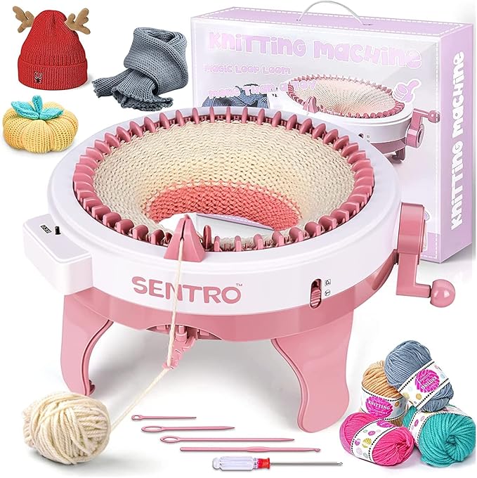 BZVV Knitting Machine for SENTRO 48 Needles Smart Knitting Crochet Machine with Row Counter for Adults and Beginners, Knitting Board Rotating Double Loom, Weaving Loom Machine Kit New Year Gifts