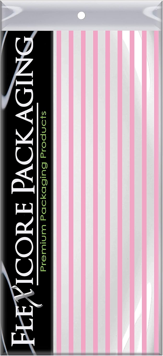 Flexicore Packaging Light Pink Pin Stripe Print Gift Wrap Tissue Paper Size: 15 Inch X 20 Inch | Count: 100 Sheets | Color: Light Pink Pin Stripe