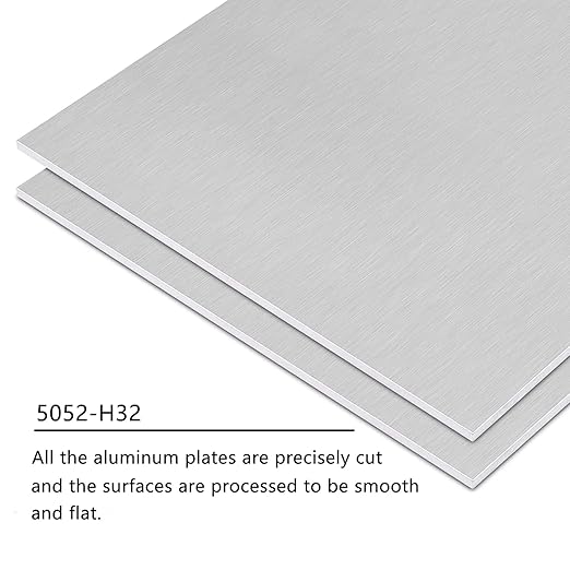 5052 H32 Aluminum Sheet Metal 12 x 12 x 1/8 (0.125”) Inch Flat Plain Aluminum Plate Covered with Protective Film, Rectangle 3MM Aluminum Metal Plate for Crafting, Industry