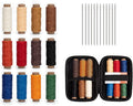 WUTA Leather Waxed Thread Round Polyester Sewing Threads with 12 Pcs Needles and Storage Bag Leather Craft Hand Stitching Line DIY Bracelet Thread Repair Work Cord (0.45mm