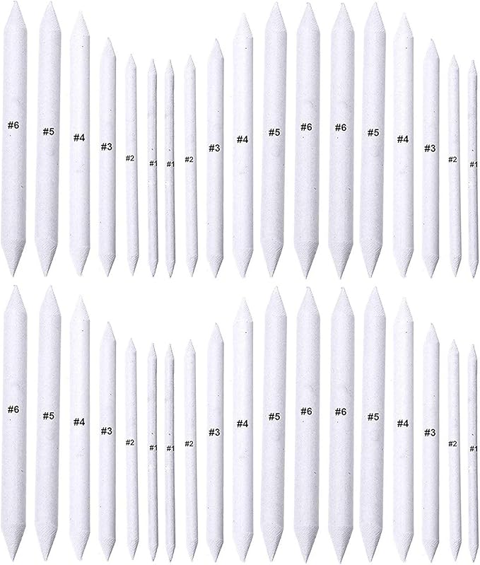 Cettkowns 36 Pieces Artist Blending Stump and Tortillion Art Blenders for Student Sketch Drawing