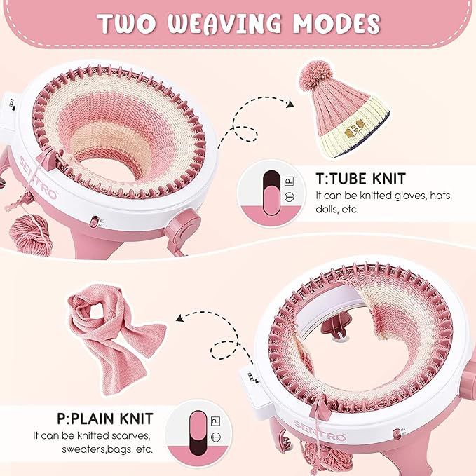 BZVV Knitting Machine for SENTRO 48 Needles Smart Knitting Crochet Machine with Row Counter for Adults and Beginners, Knitting Board Rotating Double Loom, Weaving Loom Machine Kit New Year Gifts