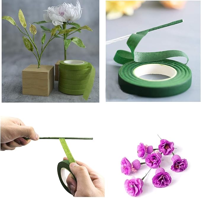 Transun Moo 4 Rolls 1/2 Inch Floral Tapes Florist Wraps for Bouquet Stem and Flowers Making Craft Projects (30 Yards, Mixed Color)