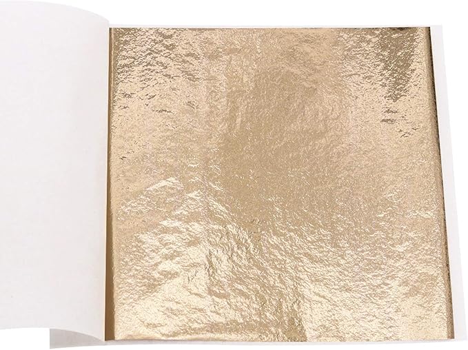 Imitation Gold Leaf Sheets - KINNO Champagne Gold Foil Multipurpose for Home, Wall, Frame, Ceiling, Furniture Decoration, 100 Sheets 3.15 by 3.35 Inches