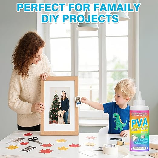 PVA Glue, PH Neutral PVA Adhesive 8.8 Oz, Book Binding Glue, Acid-Free, All-Purpose Adhesive, Dries Clear and Remains Flexible. Used for Bookbinding and Book Repair, Collages, Paper Art, and Crafts