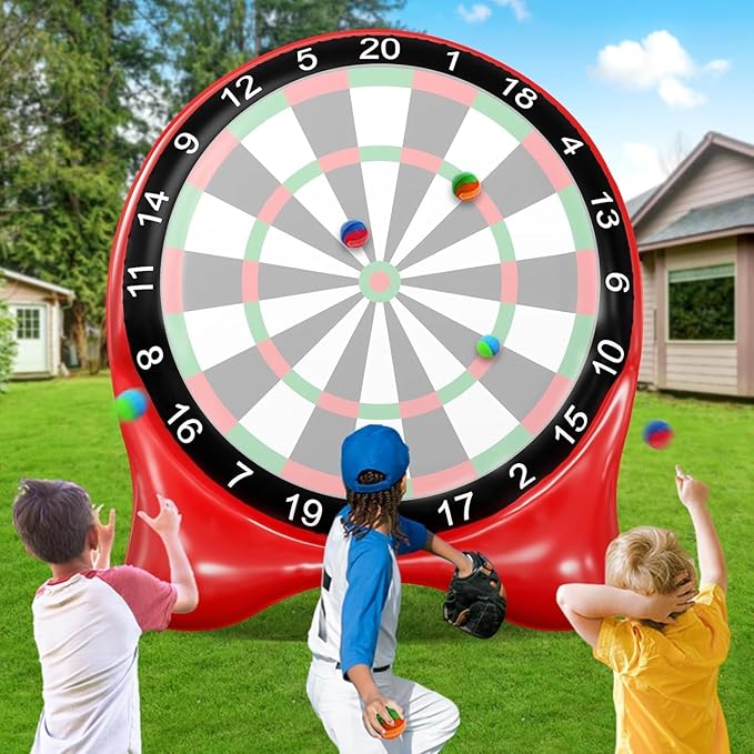 Inflatable Soccer Dart Board, Giant Kick Darts, Indoor Outdoor Lawn Yard Games for Kids Adults Family, Big Jumbo Carnival Games for Party | 6ft Golf Game Dart Boards with Pump Accessories