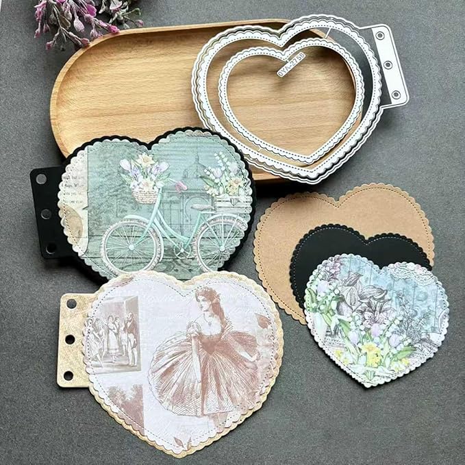 Heart Loose-Leaf Lace Die Cuts for Card Making, Background Frame Cutting Dies DIY Album Scrapbooking Decor Paper Craft Metal Die Cuts Party Wedding Decorations