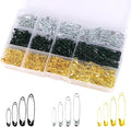 720 Pcs 3 Colors Safety Pins 4 Sizes Strong Safety Pins with Storage Box Assorted for Craft Sewing Art Clothes Jewelry Making(Gold, Black, Silver)