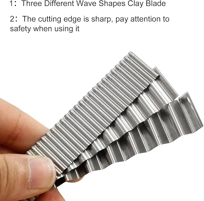 Litoexpe 5pcs Polymer Clay Cutters, Carbon Steel Clay Slicer Blade Set, Flexible Polymer Clay Cutting Slicing Tools for Clay DIY, Sculpting Modelling （Straight and Wave）
