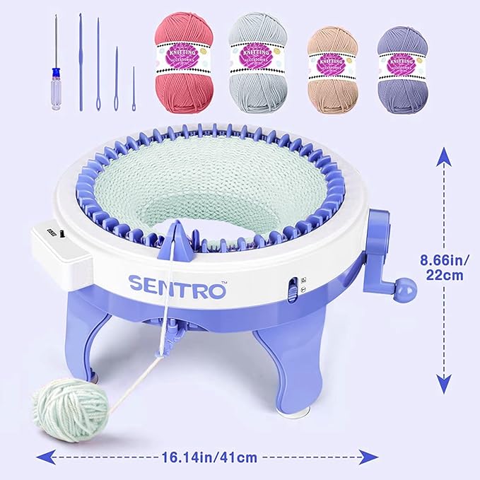 BZVV Knitting Machine for SENTRO 48 Needles Smart Knitting Crochet Machine with Row Counter for Adults and Beginners, Knitting Board Rotating Double Loom, Weaving Loom Machine Kit New Year Gifts