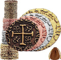 Large Metal Pirate Coins - 36 Bronze, Silver, Gold & Rose Gold Treasure Coin Set, Metal Replica Spanish Doubloons for Pirate Party Decorations & Favors, Tokens, Toys, Cosplay, Treasure Chest