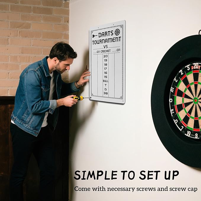 Dart Scoreboard-Dry Erase Scoreboard for Cricket and 01 Games, Dart Board Accessories with 2 Dry Erase Makers(15.3 x 9.8 inches)