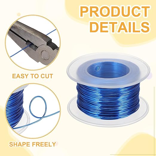 uxcell 18 Gauge / 1mm Anodized Aluminum Wire for Jewelry Craft Making, 102 Feet Bendable Flexible Wire for DIY Home Decor Gardening Sculpture, Dark Blue