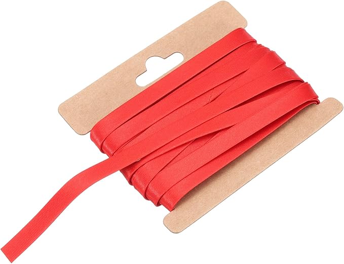 MECCANIXITY Double Fold Bias Tape for Sewing 1/3 Inch x 6 Yards Satin Pre-fold Continuous Binding Tape for Seaming Quilting Hemming Binding DIY Crafts, Red