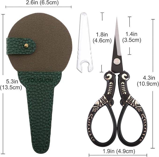 Antique Scissors with Cover, Sharp Sewing Scissor for Craft Needlework Cross Stitch, Small Thread Snips Little Detail Shears Black DIY Tools
